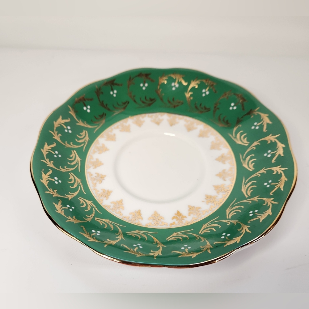 Royal Standard Saucer Fine Bone China Green With Gold Accents England